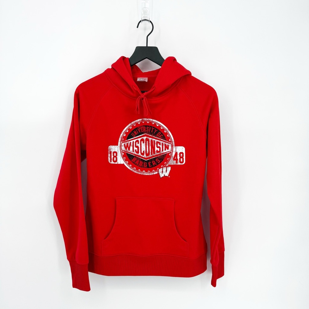 ☀️ 3/$25 University of Wisconsin Badgers Collegiate Pullover Hoodie Red Medium